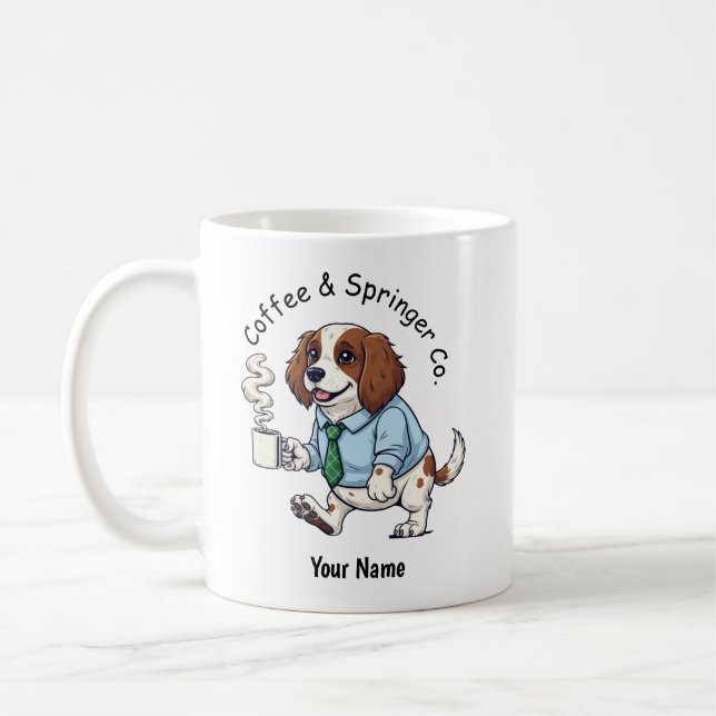 Funny English Springer DOG Business Suit Coffee  Kaffemugg (Vänster)
