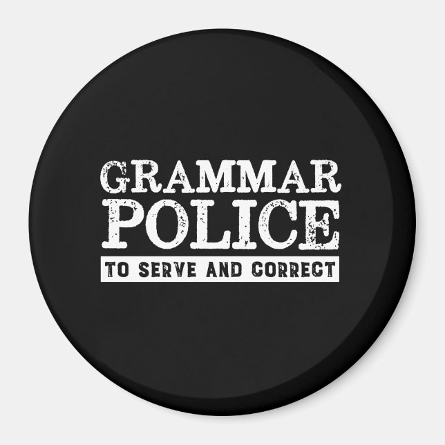 Funny English Teacher Grammar Police Magnet (Framsidan)
