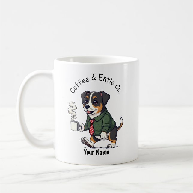 Funny Entlebucher Mountain Business Suit Coffee  Kaffemugg (Vänster)