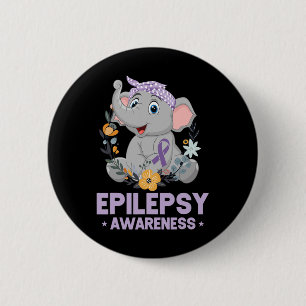 Funny Epilepsy Awareness Flower Elephant Ribbon 1 Knapp