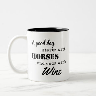 Funny Equestrian Horse Vin Coffee Tea Två-Tonad Mugg