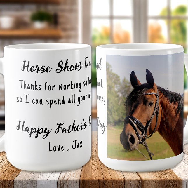 Funny Equestrian Life Anpassningsbar Photo Horse L Kaffemugg (Skapare uppladdad)