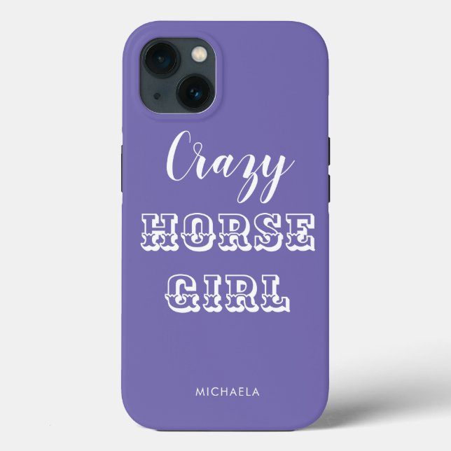 Funny Equestrian Lila Crazy Horse Girl Namn (Baksida)