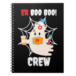 Funny ER Boo Crew Nurse Halloween Cute Ghost Anteckningsbok