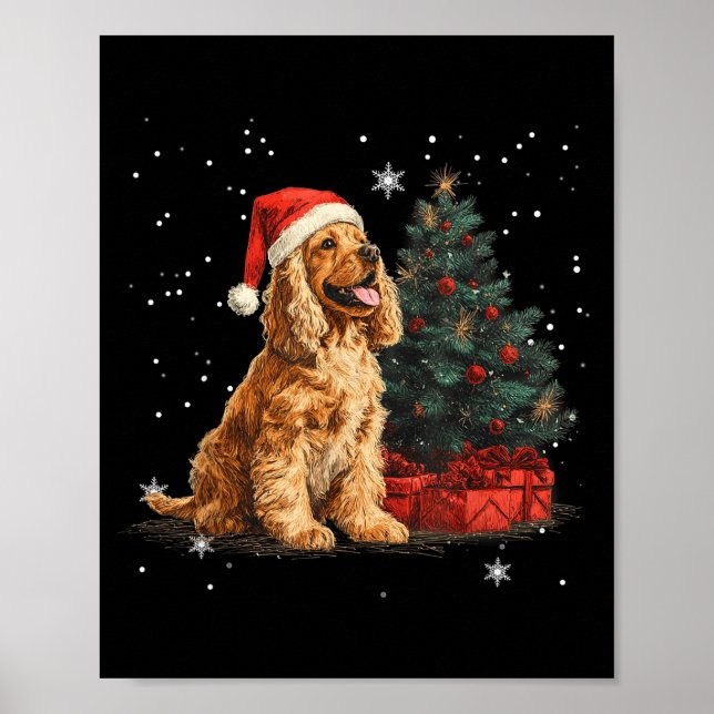 Funny Er Spaniel Dog Christmas Tree Women Men Kids Poster (Framsidan)