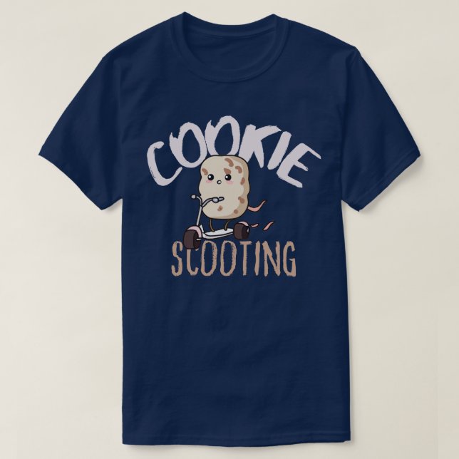 Funny EScooter Cute Kawaii Cookie Driving Scooter T Shirt (Design framsida)