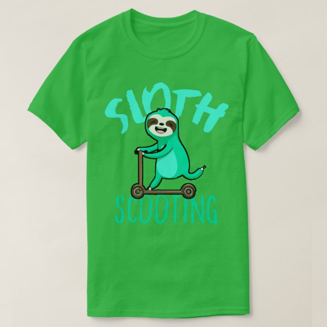 Funny EScooter Cute Kawaii Sloth Driving Scooter 2 T Shirt (Design framsida)