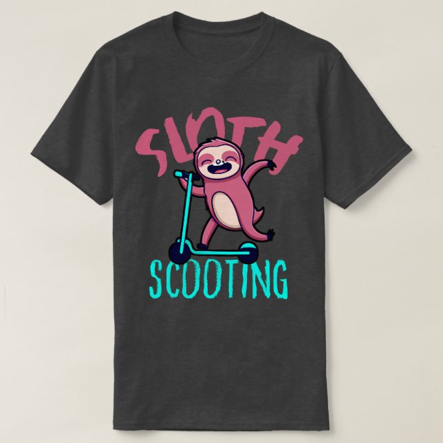 Funny EScooter Cute Kawaii Sloth Driving Scooter T Shirt (Design framsida)