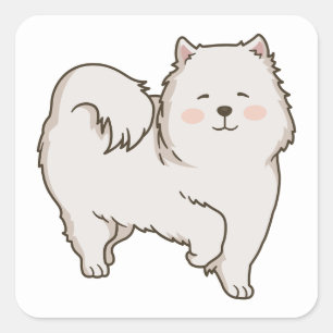 Funny Eskie Puppy Tecknad hund Mamma American Eski Fyrkantigt Klistermärke