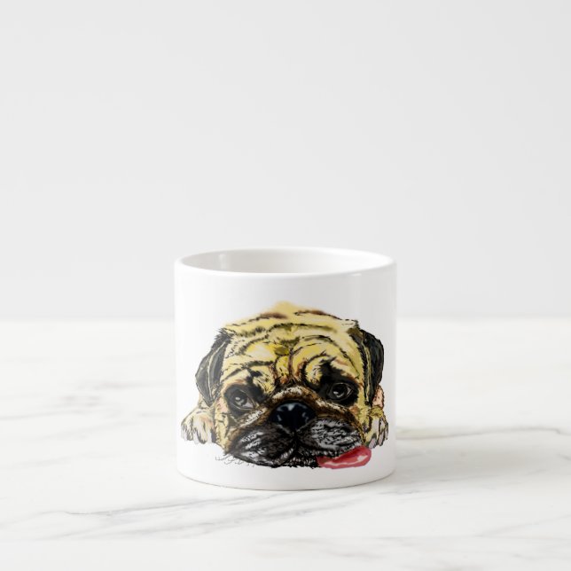 Funny Espresso Kopp med Pug Hund Espressomugg (Framsidan)