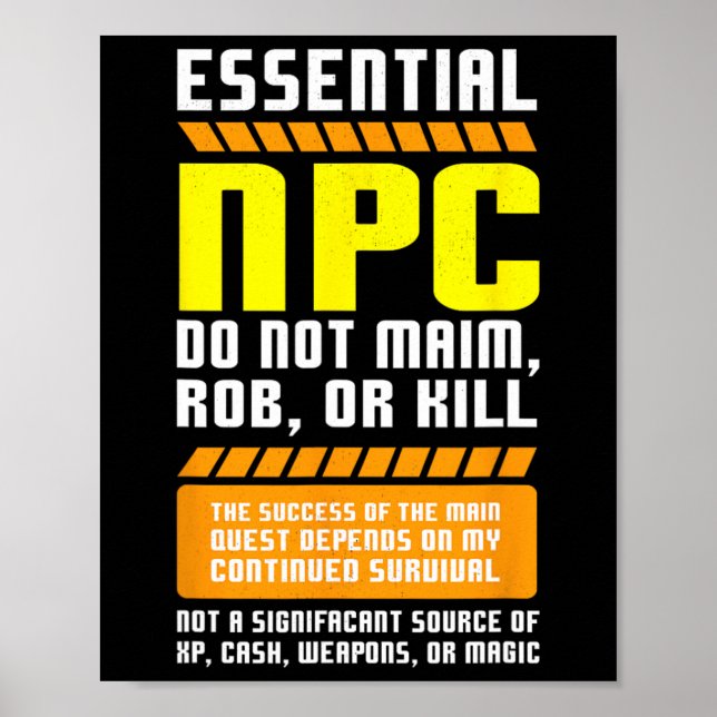 Funny Essential Npc Gamer And Gaming Non Player Ch Poster (Framsidan)