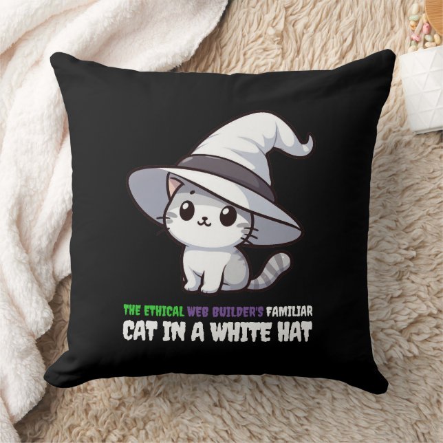 Funny etisk Webben Builder's Familiar White Hat Ca Kudde (Filt)