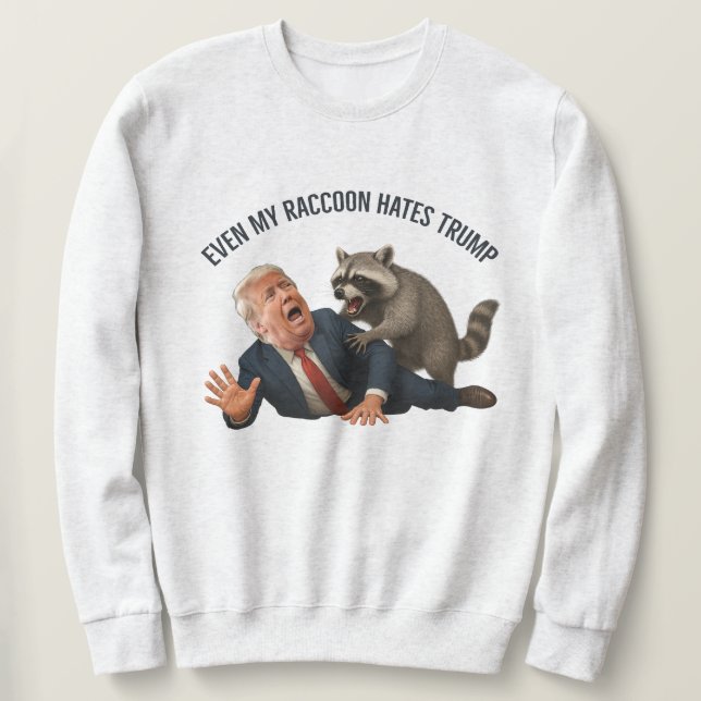 Funny Even My Raccoon Loves Trump 2025 Anti-Trump  Lång Ärmad Tröja (Design framsida)