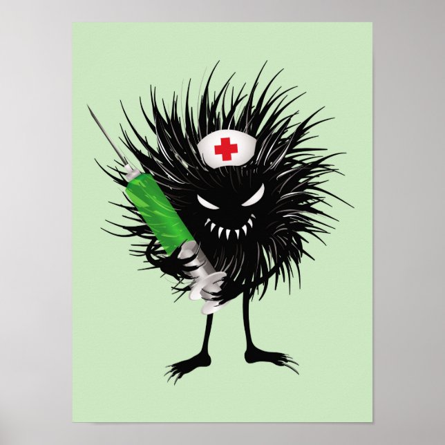 Funny Evil Character Nurse Syringe Gothic Poster (Framsidan)