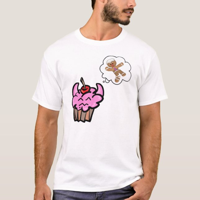 Funny Evil Cookie Killer Cuptårta T Shirt (Framsida)
