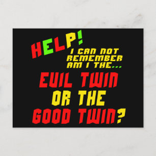 Funny Evil Twin T-shirts Gifts Vykort