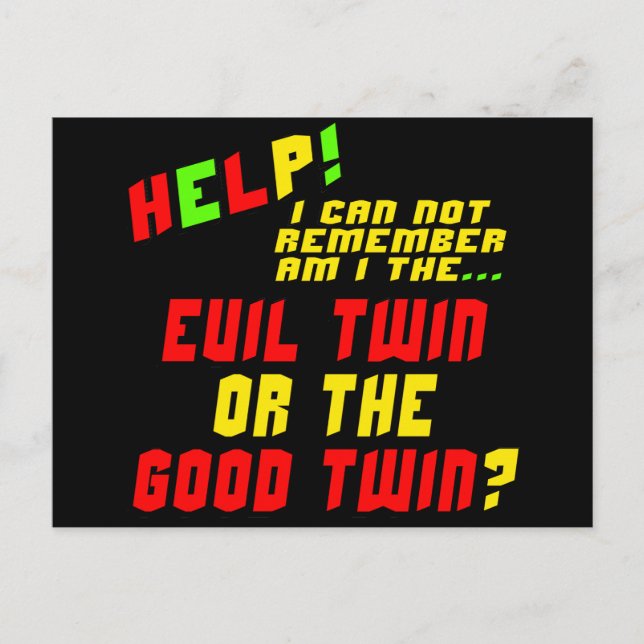 Funny Evil Twin T-shirts Gifts Vykort (Framsida)