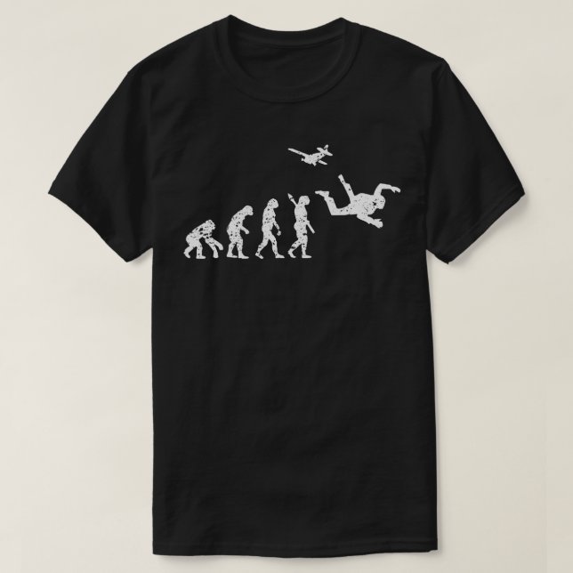 Funny Evolution SKYDIVING T Shirt (Design framsida)