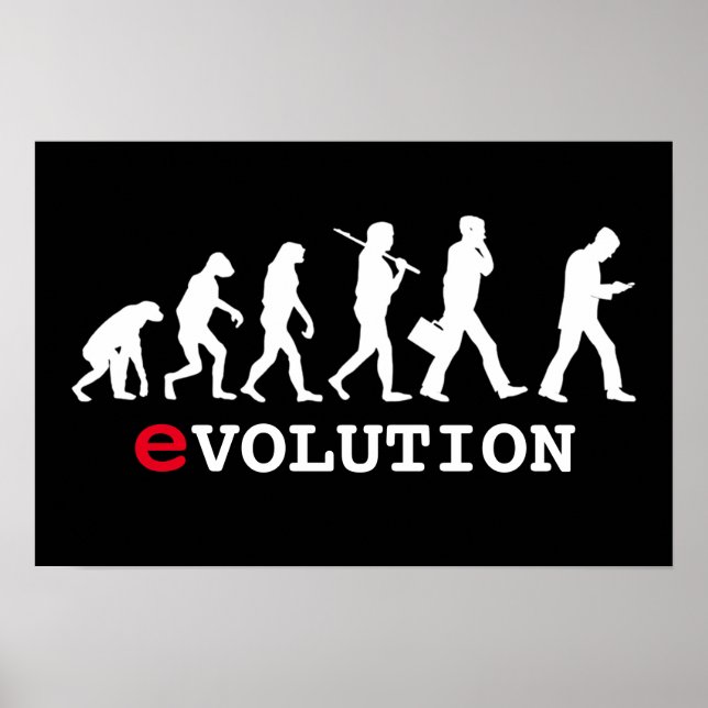 Funny Evolution Smartphone Addict Poster (Framsidan)