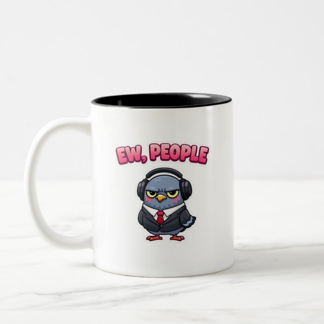 Funny Ew People Pigeon Office Coffee Mug Två-Tonad Mugg (Vänster)