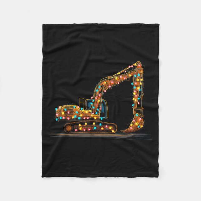 Funny Excavator Christmas Graphics Lights Lover  Fleecefilt (Framsidan)