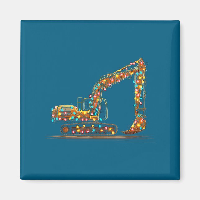 Funny Excavator Christmas Graphics Lights Lover  Magnet (Framsidan)