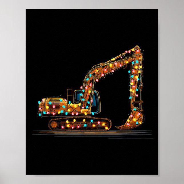 Funny Excavator Christmas Graphics Lights Lover  Poster (Framsidan)