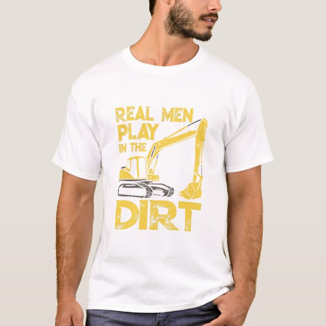 Funny Excavator Construction T Shirt (Framsida)