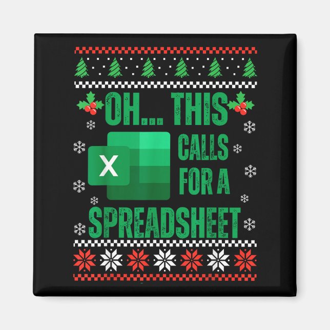 Funny Excel Spreadsheets Christmas Sweater Lover A Magnet (Framsidan)