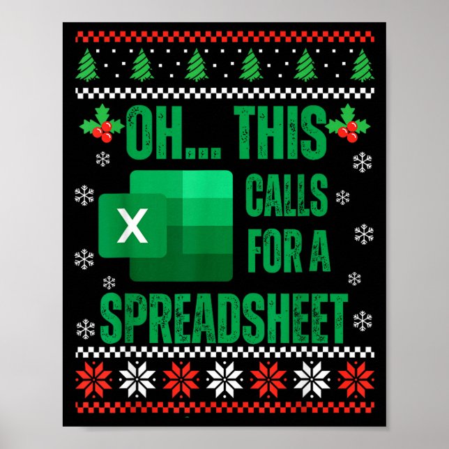 Funny Excel Spreadsheets Christmas Sweater Lover A Poster (Framsidan)