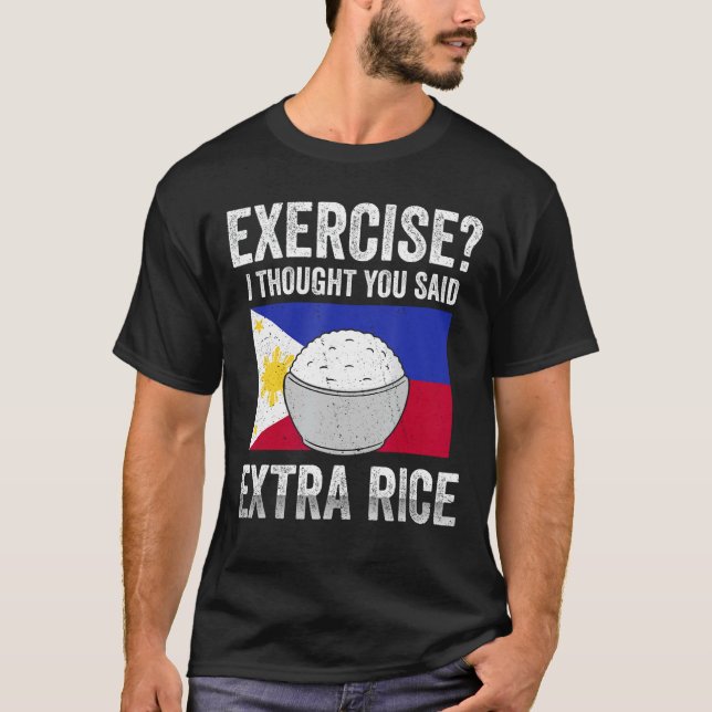 Funny Exercise Extra Ris Filipino Flagga T Shirt (Framsida)