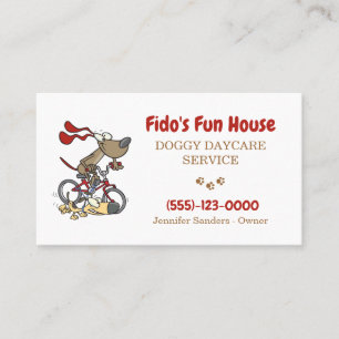 Funny Exercising Pet Sitta Doggy Daycare Service Visitkort