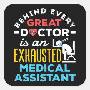 Funny Exhausted Medical Assistant CMA MORSA Fyrkantigt Klistermärke