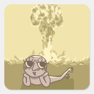 Funny Explosion Joke Sticker Fyrkantigt Klistermärke