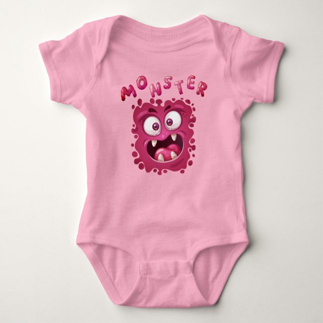 Funny Expression Rosa Monster Ansikte T Shirt (Framsida)