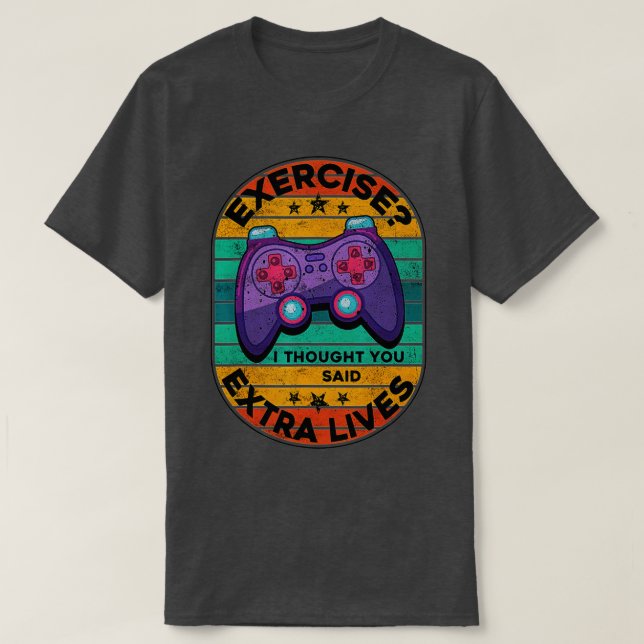 Funny Extra Lives Video Game Controller Retro Boy T Shirt (Design framsida)