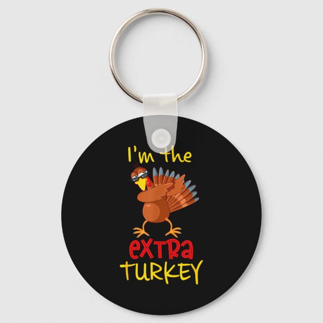 Funny Extra Turkey Matching Family Group Thanksgiv Nyckelring (Framsida)
