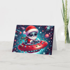 Funny Extratressial Santa Christmas Helgkort