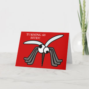 Funny Eyed Mosquito Turning 60 Birthday Kort