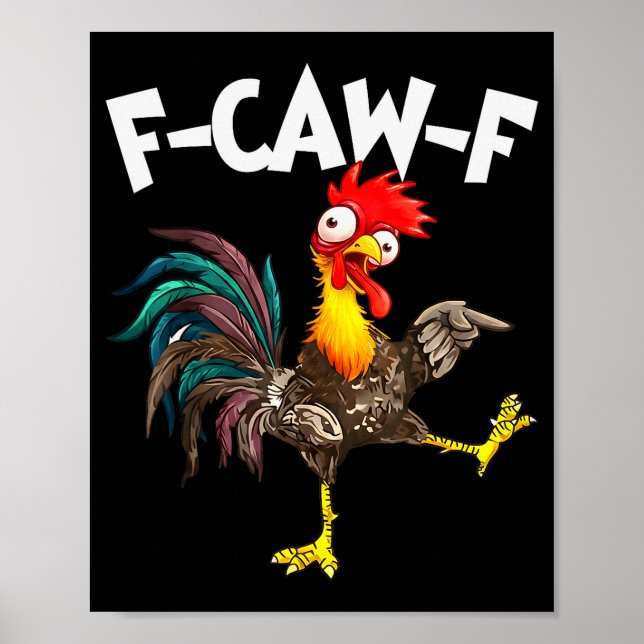 Funny F-awk-f Chicken F-caw-f Rooster Pun Retro  Poster (Framsidan)