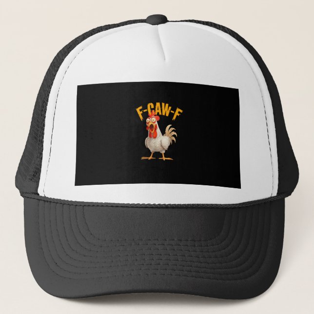 Funny F-Awk-F Chicken F-Caw-F Rooster Pun Retro Vi Keps (Framsida)