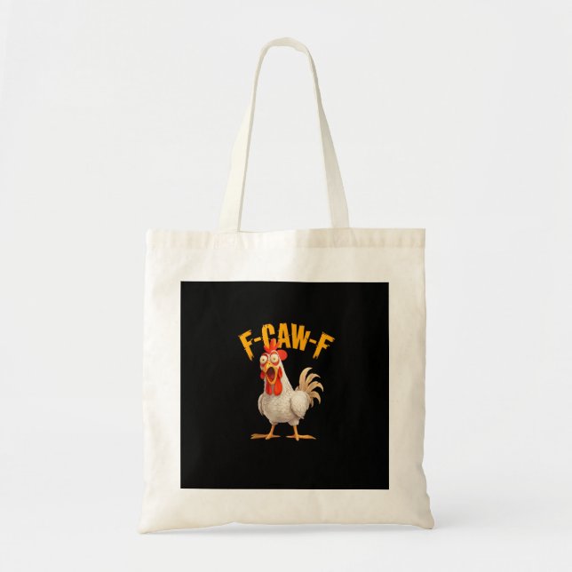 Funny F-Awk-F Chicken F-Caw-F Rooster Pun Retro Vi Tygkasse (Framsidan)