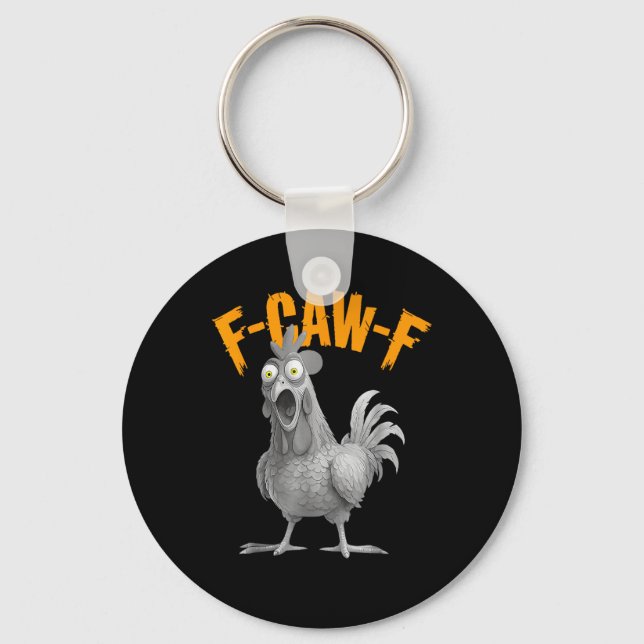 Funny F Caw F Chicken Classic Retro Style Nyckelring (Framsida)