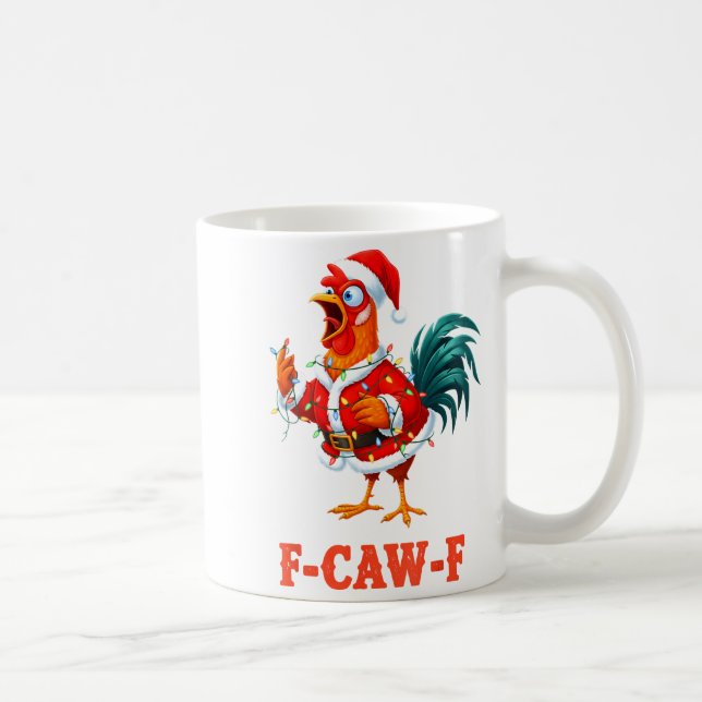 Funny F-caw-f Chicken Humor Santa Rooster Christma Kaffemugg (Höger)