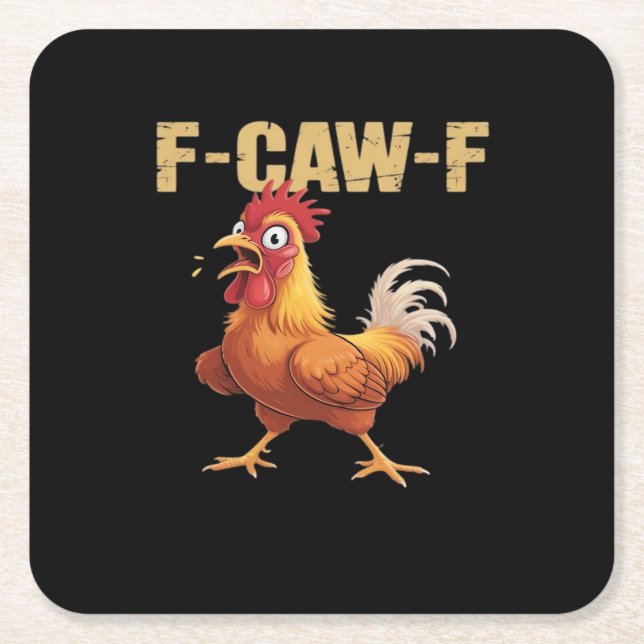 Funny F-Caw-F Chicken Retro Style Underlägg Papper Kvadrat (Framsidan)