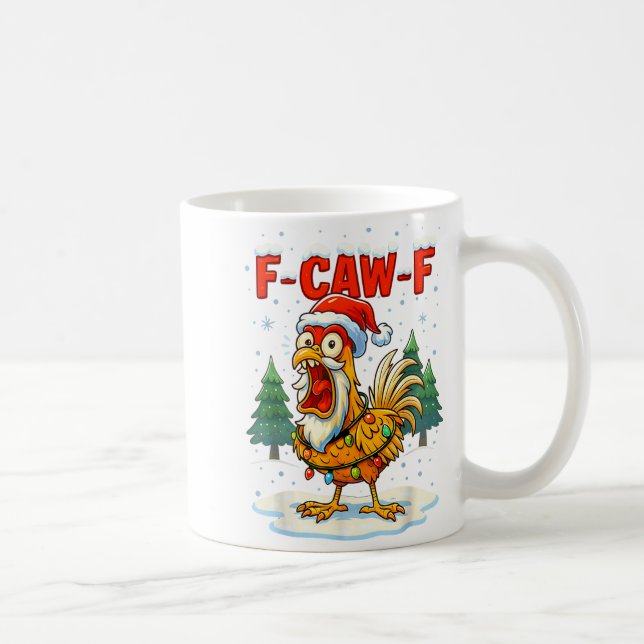 Funny F-caw-f Christmas Chicken Xmas Lights Santa  Kaffemugg (Höger)