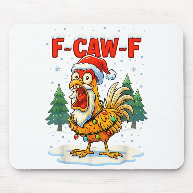 Funny F-caw-f Christmas Chicken Xmas Lights Santa  Musmatta (Framsidan)