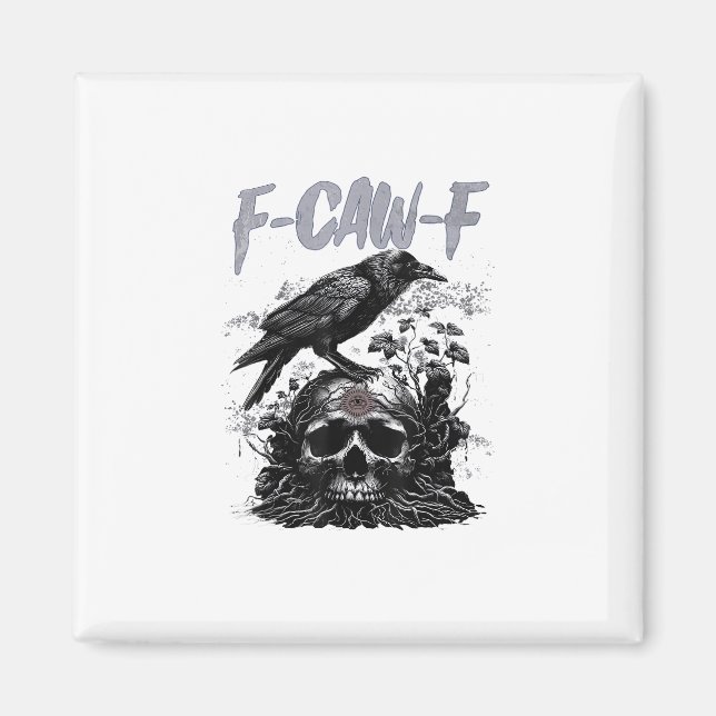 Funny F-Caw-F Crow Funny Halloween Retro Classic Magnet (Framsidan)