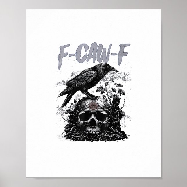 Funny F-Caw-F Crow Funny Halloween Retro Classic Poster (Framsidan)