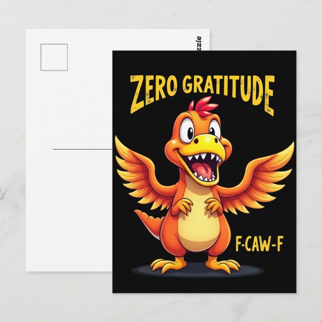Funny F-Caw-F Dinosaur FCAWF Dinosaur Thanksgiving Vykort (Fram/baksida)